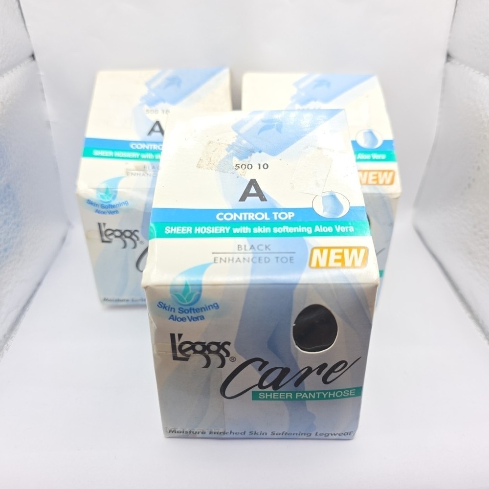 3 Pairs Leggs Care Control Top Pantyhose Aloe Vera Black A